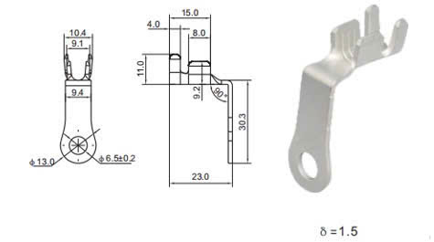Right angle ring terminal 10-6